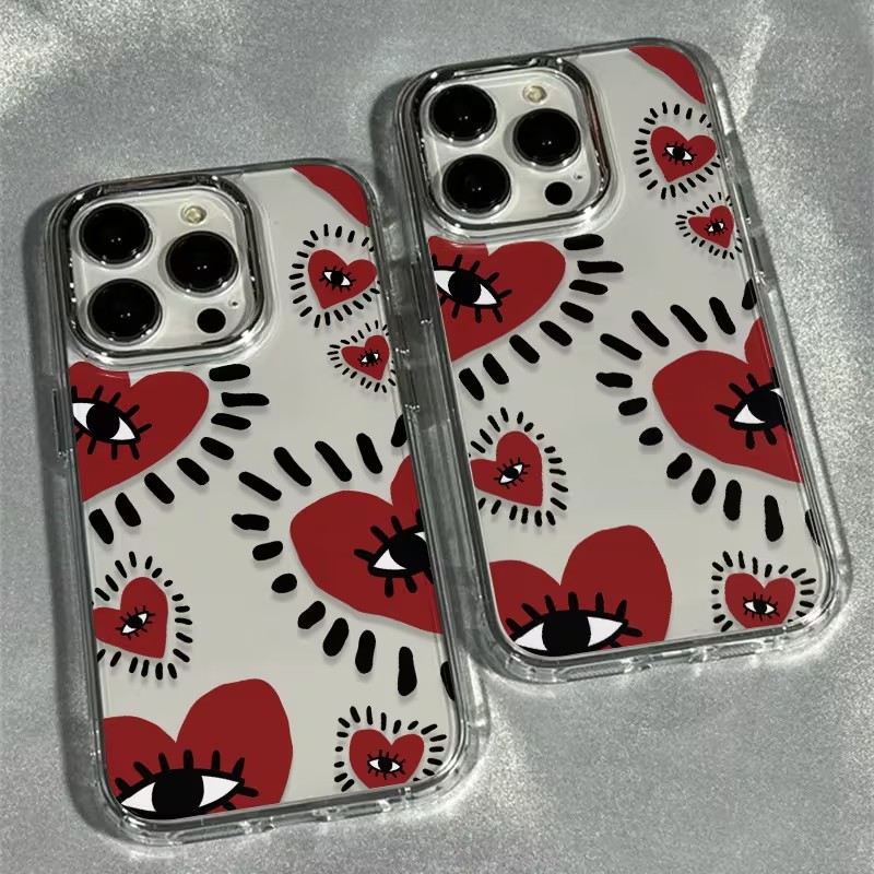 Phone Accessories Unique - فريد الأحمر القلب العين الإطار لينة