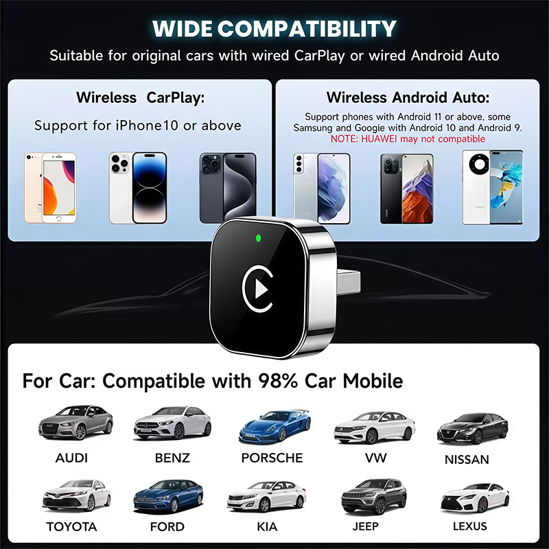 محول كاربلاي لاسلكي 2 في 1 سهل - مراجعة Phone Accessories Unique وسعره